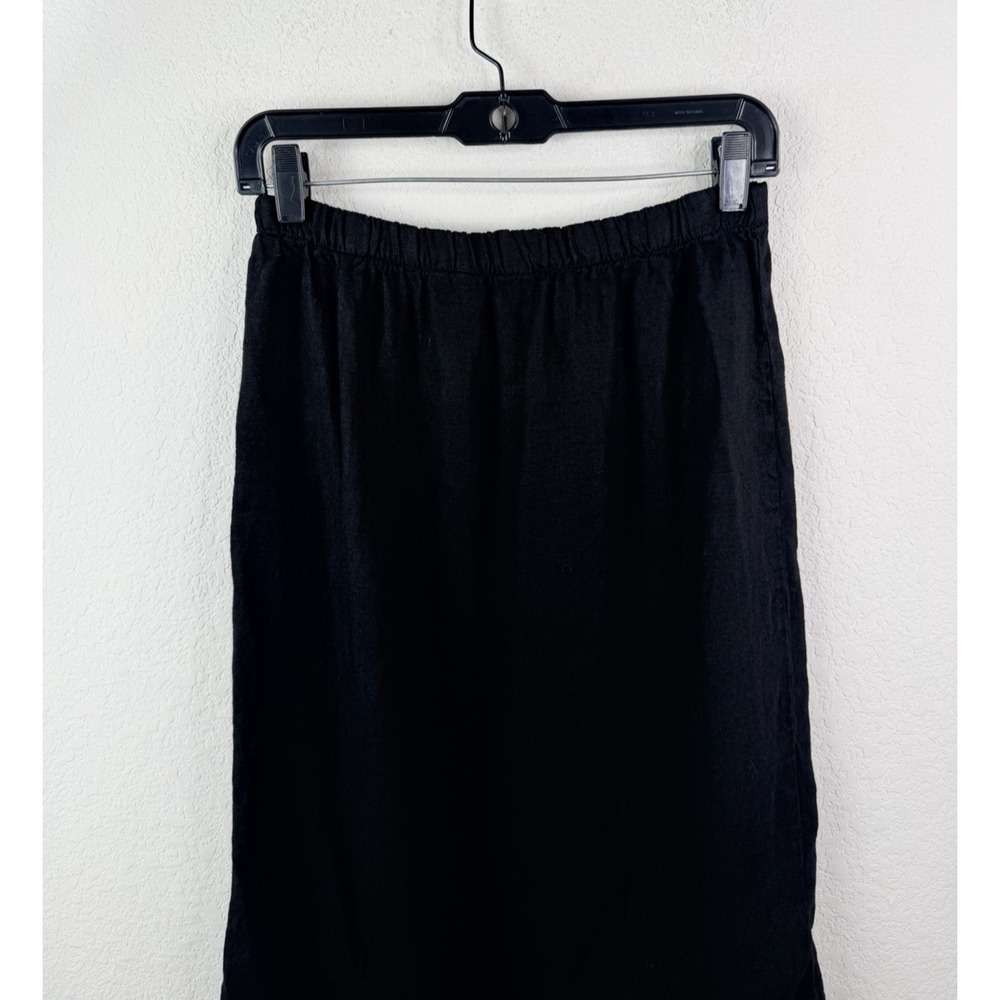 Mosaic Women's 100% Linen Black Maxi Skirt Sz S Mermaid Flounce Hem Boho - Picture 6 of 8